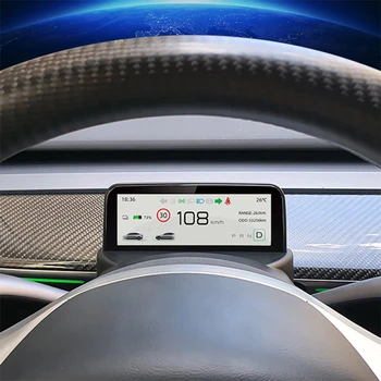 LCD Dijital Sanal Kokpit gösterge paneli Pano Tesla Modeli Y 3 2017-2023 Panel Desteği Ekran Merkezi Hız Göstergesi