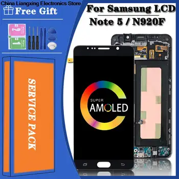 LCD dokunmatik ekran digitizer, 5,7 inç, samsung galaxy not 5 için, n920, n920f, n920a, n920c, orijinal