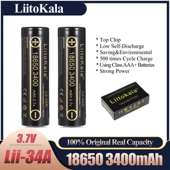 LiitoKala Lii - 34A 18650 3400mah 3.7 v 3400mah 18650 Lityum şarj edilebilir pil Fener pilleri İçin