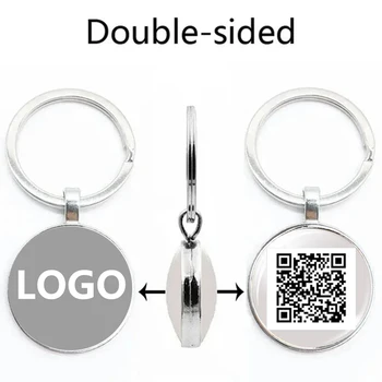 Logo, Qr Kodu Çift Taraflı Gümüş El Yapımı Özelleştirilmiş Görüntü, Özel Özelleştirilmiş Anahtarlık