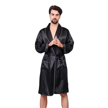 Lüks Tasarımcı erkek İpek Kimono Robe 5XL Uzun Slve Slpwear Bornoz Boy Saten Gecelik Yaz Ev Giyim