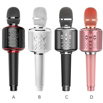 Mikrofon Bluetooth V5 0 Taşınabilir Karaoke Mikrofon Şarj Edilebilir El Kablosuz Mikrofon Beyaz