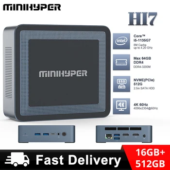 MiniHyper Hİ7 Mini PC 11th Nesil Intel Core i5 İşlemciler 1135G7 DDR4-3200M 16GB Depolama SSD NVME 512GB WIFI 6 DC Jack HDMI
