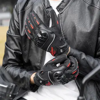 Motosiklet Mikrofiber Pvc Eldiven Dokunmatik Ekran Kaymaz Tam Parmak Eldiven Handguard Erkek Binici Düşme Koruması El Ekipmanları