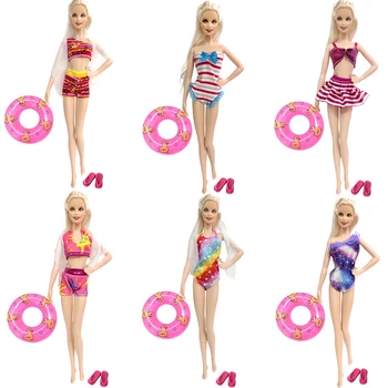 NK Plaj Aksesuarları 1/6 oyuncak bebek giysileri Mayo+Terlik+ Yüzme Şamandıra Can Yeleği barbie bebek Yaz Oyuncak JJ