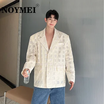 NOYMEI Erkekler İlkbahar Yaz Takım Elbise Ceket Tasarımı Kore Tarzı Gevşek Siluet Doku Keten Pamuk Güneş Koruyucu 2023 Erkek Blazer WA1194