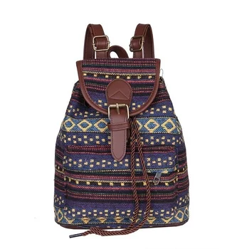 Okul çantası Tuval Etnik kadın Sırt Çantası Rahat İpli Kova Çantası Sırt Çantası okul Plecaki Dla Dzieci okul çantası s