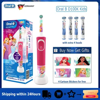 Oral-B D100K Çocuklar Elektrikli Diş Fırçaları Şarj Edilebilir Su Geçirmez 2 Modları Rotasyon Zamanlayıcı Nazik Temiz Diş Fırçası Çocuklar için 3+
