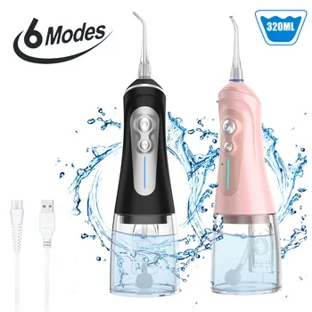 Oral Irrigator USB Şarj Edilebilir diş duşu Irrigator Taşınabilir pick diş temizleyici Profesyonel diş duşu 6 Jet İpuçları