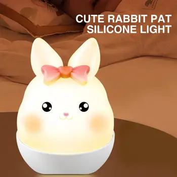 Renkli sevimli tavşan Led Pat ışık 1200mah pil Usb şarj edilebilir göz koruyucu masa lambası atmosfer dekor gece lambası