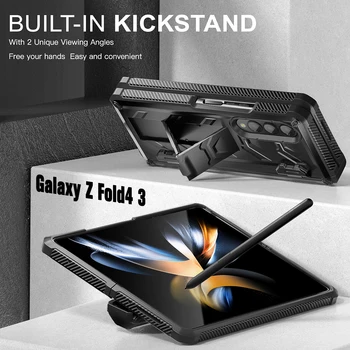 Samsung kılıfı Galaxy Z Kat 4 3 5G Tam Vücut Çift Katmanlı Sağlam Dahili Ekran Koruyucu