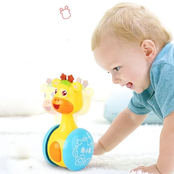 Sevimli Sürgülü Geyik Bebek Tumbler Çıngırak Öğrenme Eğitim Oyuncaklar Bebek Diş Kaşıyıcı Oyuncak Cep Arabası tombul Oyuncak Bebek için