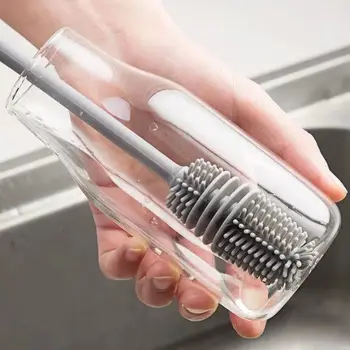 Silikon kap Fırça Fincan Scrubber Cam Temizleyici Mutfak Temizleme Aracı Uzun Saplı İçecek Bardağı Şişe Cam Bardak Temizleme Fırçası