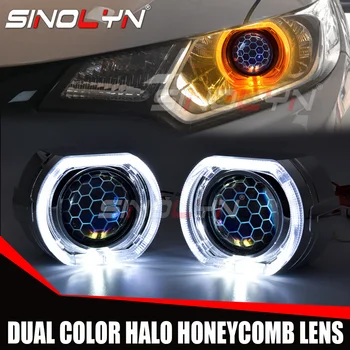 Sinolyn 2.5 İnç Petek Bi Xenon Projektör Lensler Far H7 H4 LED Melek Gözler Aşındırma DRL Dönüş Sinyali Araba Aksesuarları