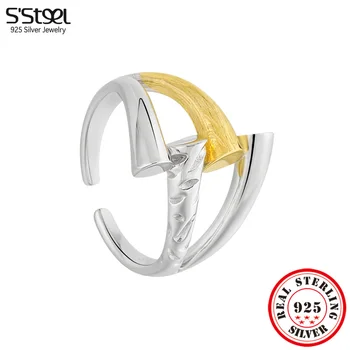 S'STEEL Gümüş 925 Ayırma Çapraz Delikli Tasarım Boyutlandırılabilir Yüzükler Kadınlar Için Ringe Düğün Aksesuarları Tasarımcı Takı