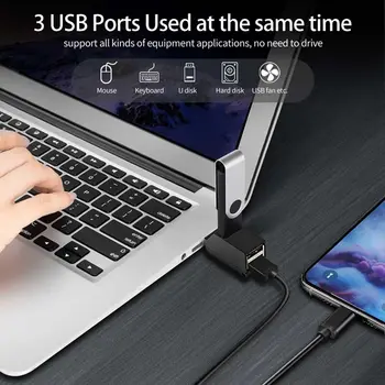 USB 3.0 Hub 3 Port Taşınabilir Hızlı Veri Transferi USB Splitter Bilgisayar Laptop İçin Yerleştirme İstasyonu 2.0 Hub Adaptörü Aksesuarları