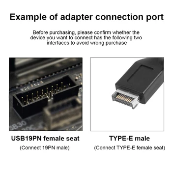 USB Ön Panel Adaptörü Tip-E USB 3.0 19 PİN Adaptörü Dahili Dikey Başlık Splitter C Tipi Anakart