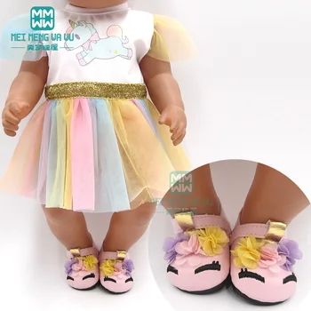 Uyar 43-45cm oyuncak yeni doğan bebek 18 inç amerikan oyuncak bebek OG kız hediye Karikatür elbiseler, takım elbise, deri ayakkabı