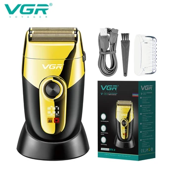 VGR Tıraş Makinesi Profesyonel Folyo Tıraş Makinesi Şarj Edilebilir Saç Düzeltici Elektrikli Traş Makineleri Tıraş Makinesi ile Erkekler için şarj standı V-383