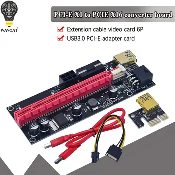 WAVGAT VER009S PCI-E Yükseltici Kart 009 S PCI Express PCIE 1X ila 16X Genişletici 1 M 0.6 M USB 3.0 Kablosu SATA 6pin Güç Ekran Kartı