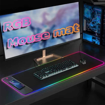 XXL Oyun Mouse Pad 800×300 Kablosuz Şarj RGB Arka Bilgisayar Fare Mat Kalınlaşmış Kaymaz klavye matı Oyun PC LED Mat