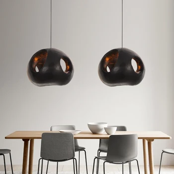 Yemek odası LED avize tasarımcı siyah Minimalist mutfak ada yatak odası kolye lamba yaratıcı Wabi Sabi aile yanı dekor ışık