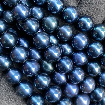 Yeni İnciler Kolye Güzel Takı, 9-10mm Yuvarlak Mavi Kolye Moda 925 Gümüş Parti Takı Bayan için
