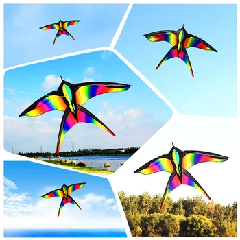 ücretsiz kargo büyük gökkuşağı kuş uçurtmalar kolu hattı ile uçan oyuncak uçak kartal uçurtma yırtılmaz naylon kumaş