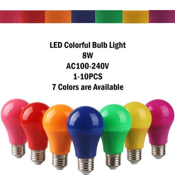 1-10 adet Led Renkli ampul ışık E27/B22 8W AC120V/220V Yedi renk mevcuttur festival kutlaması için, KTV, Bar, Vitrin