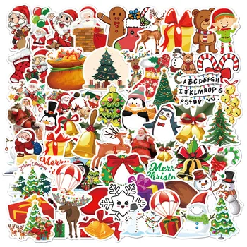10/30/60 adet Renkli Noel Çıkartmalar Estetik Dekoratif Su Şişesi Buzdolabı telefon kılıfı Su Geçirmez Karikatür Sticker Çocuklar için