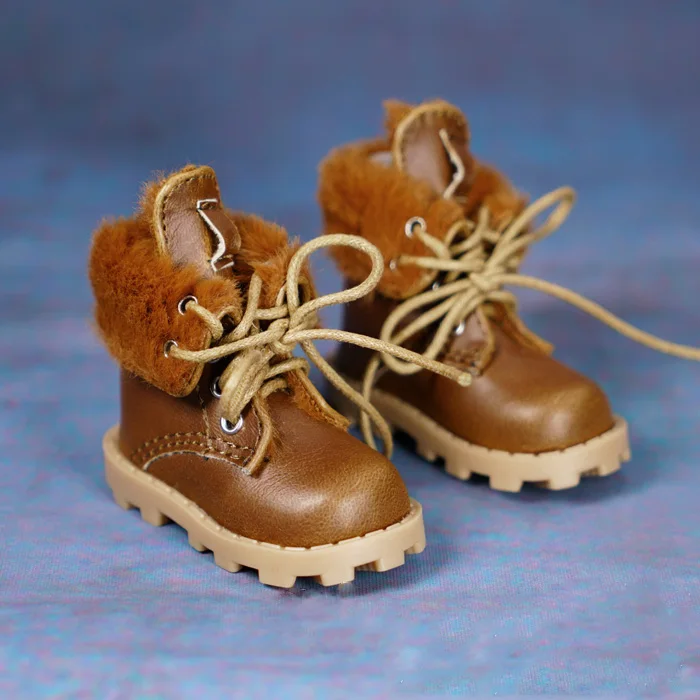 BJD bebek ayakkabıları için uygun 1-4 boyutu peluş strappy kısa çizmeler askeri bot rahat ayakkabılar bebek aksesuarları