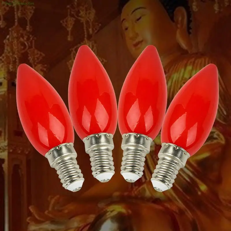 LED Sunak Ampul Kırmızı Mum E12 / E14 Buda Lamba Tapınak Dekoratif Lamba Buda Boncuk Dekoratif Lamba LED mum şeklinde ampul Ev Dekor