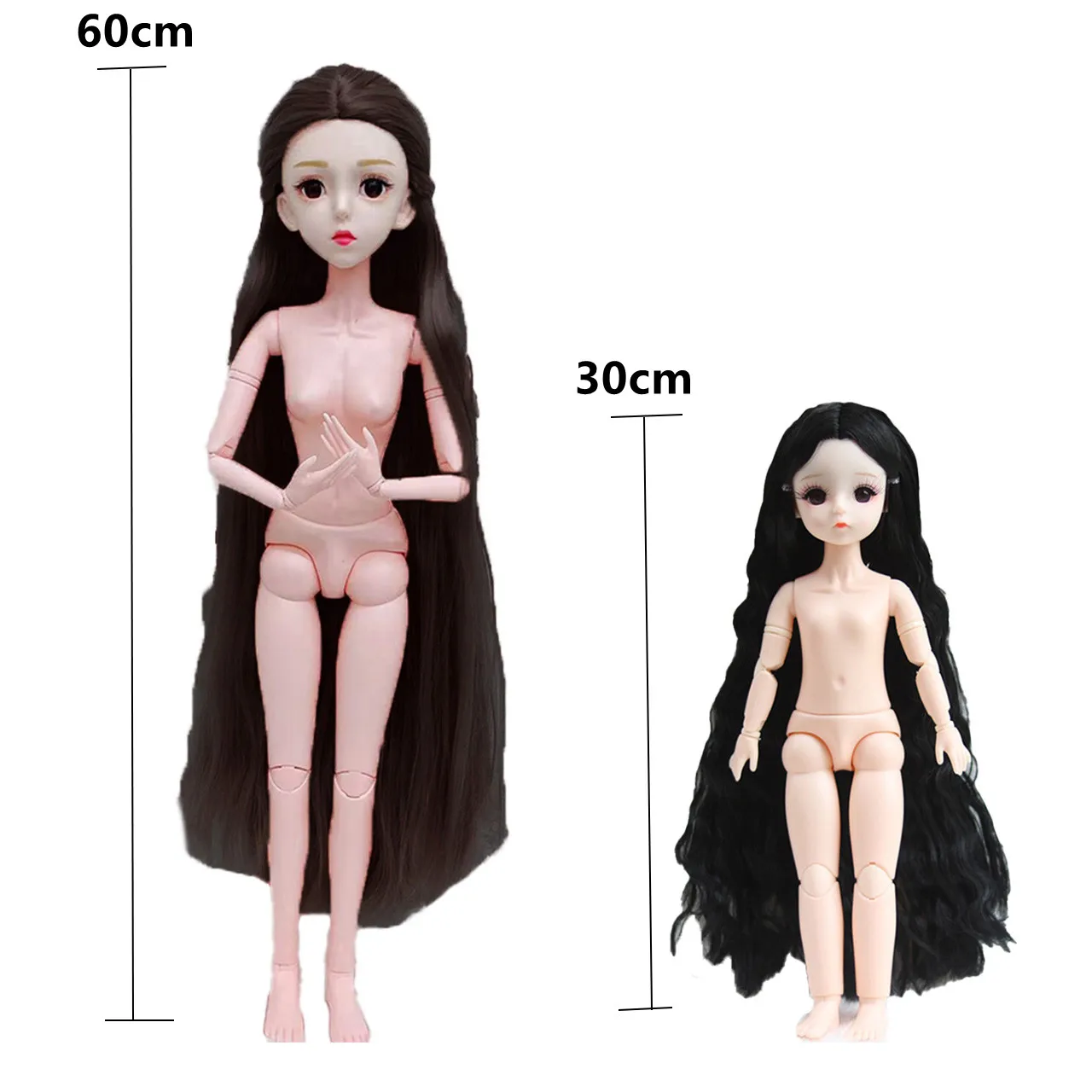 Moda 30cm / 60cm Kızlar Prenses Bebek Çok Uzun Saç Giyinmek Bebek Loli Bebek BJD Bebek Kız Oyuncak doğum günü hediyesi Lol Bebek