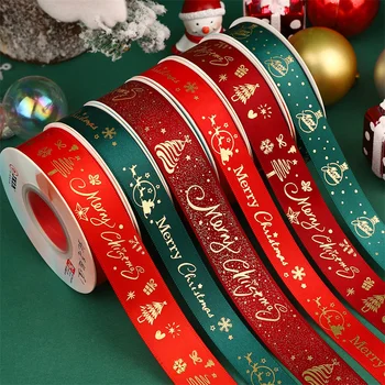 2cm genişliğinde Noel dekoratif kurdeleler, Noel kurdeleleri, kek buketleri, hediye kutuları, ambalaj kurdeleleri, kırmızı kurdeleler