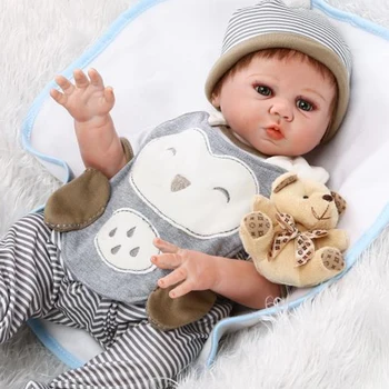 50CM Gerçekçi Bitmiş Bebe Reborn Tam Vücut Silikon Vinil Erkek Bebek Yenidoğan Bebek El Yapımı Oyuncak Kızlar İçin noel hediyesi