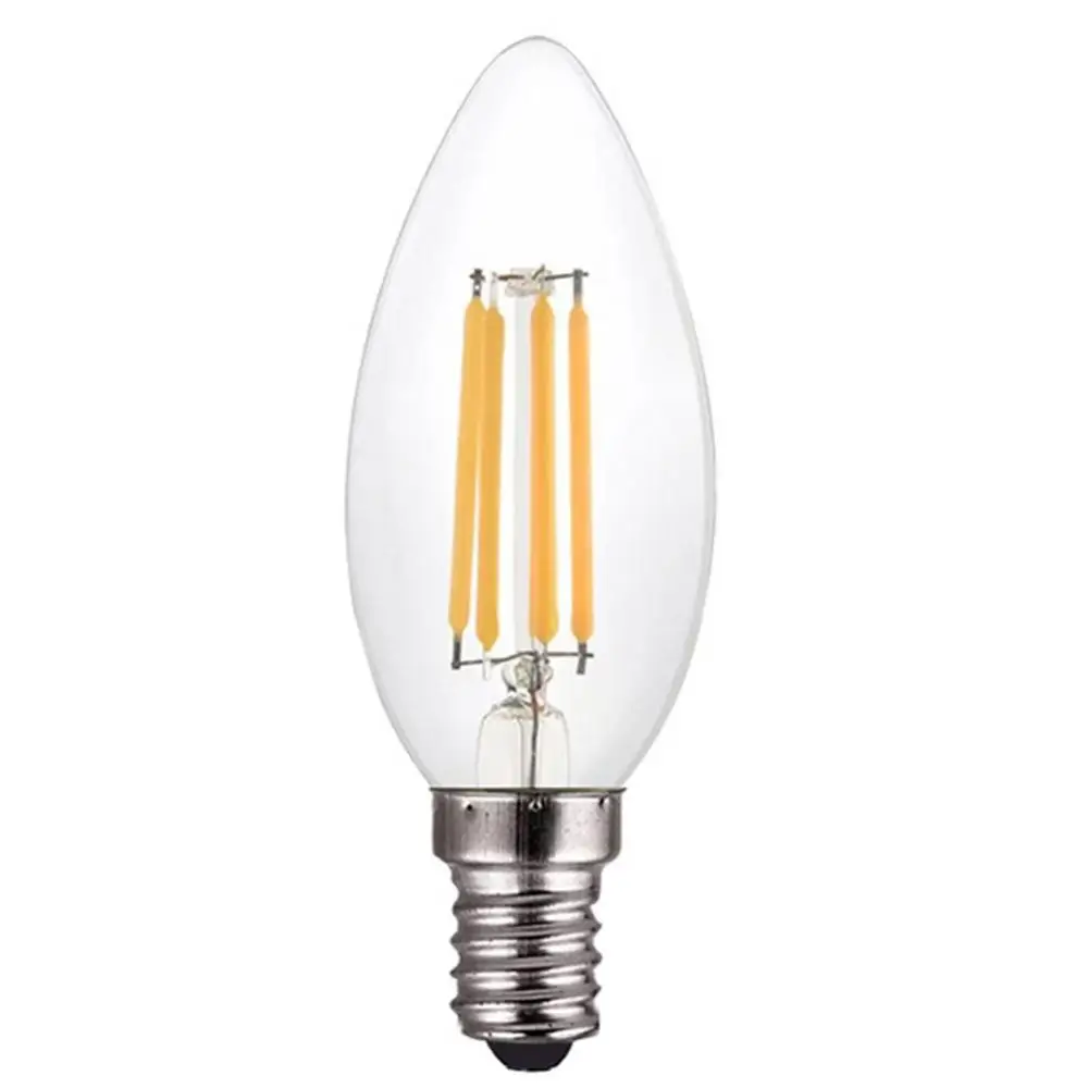 C35 220 V E14 Bankası 4 W Ampuller LED Enerji Tasarrufu kısılabilir filaman Mum ampuller Sıcak beyaz 2700 K
