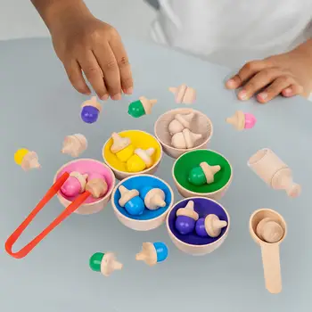 Bardaklarda Gökkuşağı Topları Montessori Oyuncak Okul Öncesi Öğrenme Kurulu Oyunu