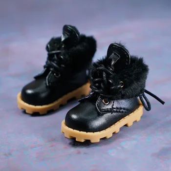 BJD bebek ayakkabıları için uygun 1-4 boyutu peluş strappy kısa çizmeler askeri bot rahat ayakkabılar bebek aksesuarları