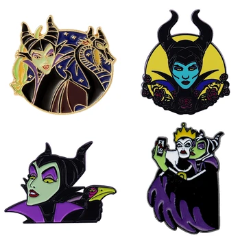Disney Maleficent Emaye Pin Özel Cadı Maleficent Broş Çanta Yaka Pin Karikatür Porsuk Takı Hediye Çocuklar Arkadaşlar için Yaka Pin