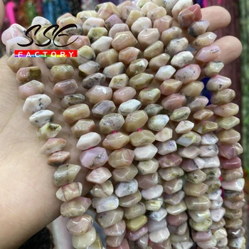 Faceted Doğal Pembe Opal Taş Boncuk Düzensiz Özel Kesim Hakiki Gevşek halka boncuk Takı Yapımı için dıy bilezikler Kolye