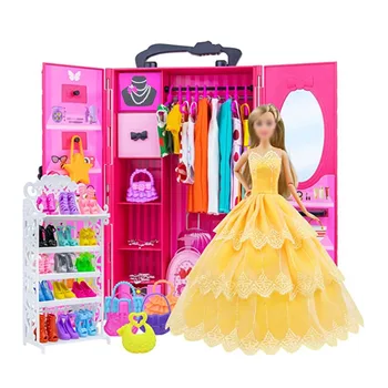 Güzel Prenses Dolap 30cm Barbie Bebekler 65 adet Giysi ve Aksesuarları Dolap Oyuncaklar Kızlar için doğum günü hediyesi Çocuklar için