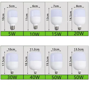 LED Ampul Lamba Enerji Tasarrufu ampul ışık E27 5W 10W 15W 20W 30W 40W 50W 60W 220V Beyaz 6000K SMD Aydınlatma Lambası Oturma Odası için