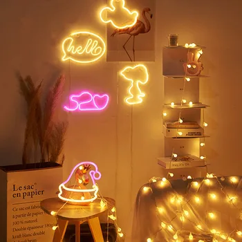 USB LED Neon ışık burcu 90 Stilleri duvar sanatı lambası gece lambası AŞK kalp hayvan kedi şekilli kalıp dekor odası doğum Günü partisi Bar dükkanı