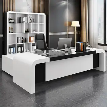 Yüksek Parlak Lüks Modern Ofis Mobilyaları L şekli ceo Ofis Masası Yönetici modern ofis masaları